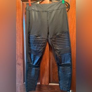 Black moto-inspired leggings. New without tags, size XL